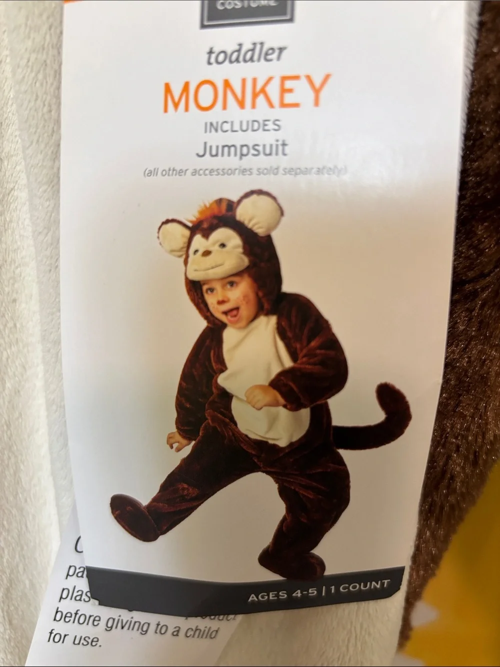 Plush Monkey Kids Costume - Brown and Cream Soft Animal Costume